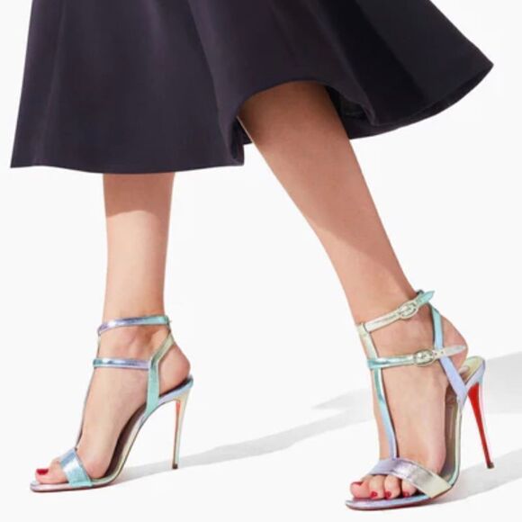 Christian Louboutin 100mm Mara Meatllic Leather Sandals size 37 - Picture 13 of 14